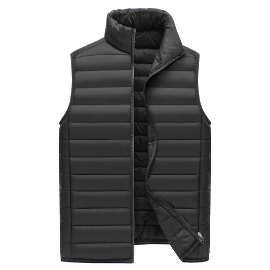 XL Black Men's Lightweight Puffer Vest - Stand Collar Quilted Sleeveless Jacket for Winter