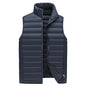 XL Navy Blue Men's Lightweight Puffer Vest - Stand Collar Quilted Sleeveless Jacket for Winter