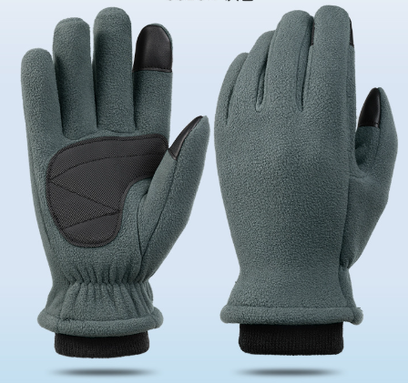 L Navy Blue Winter Fleece Touchscreen Gloves - Warm & Water-Repellent for Cycling & Outdoor Sports