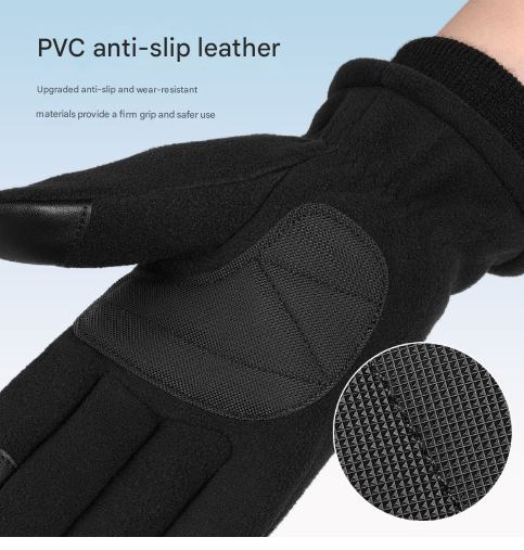 L Navy Blue Winter Fleece Touchscreen Gloves - Warm & Water-Repellent for Cycling & Outdoor Sports