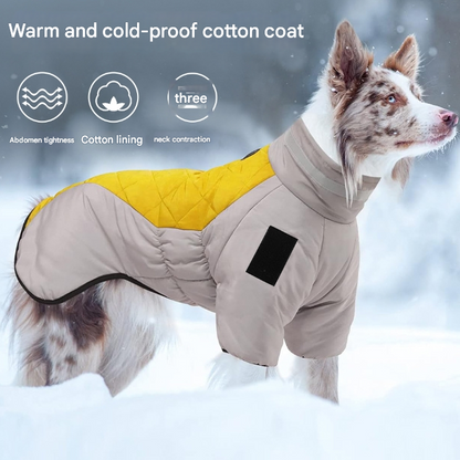 Gray orange Reflective Winter Dog Coat - Waterproof Puffer Vest with Harness D-Ring for Outdoor Walks(6XL)