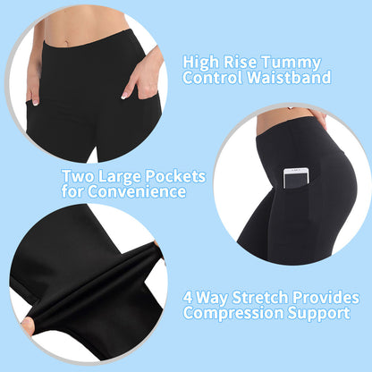 Size XXL Black Women's Mid Waist Plush Leggings with Pockets - Autumn and Winter Leggings with Pockets