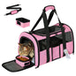 Pink Large Cat & Small Dog Carrier - Soft-Sided, Foldable & Breathable Pet Travel Bag (43x30x28 cm)