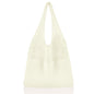 White Women's Large Mesh Beach Tote Bag Boho Crochet Shoulder Shopper Reusable Eco Grocery Net Bag for Summer Travel and Markets
