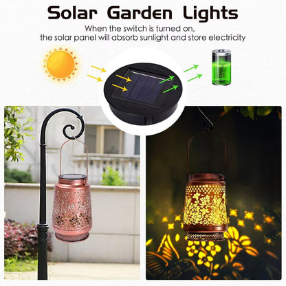2-Pack Decorative Solar Butterfly Hanging Lantern(11x11x17CM) - Waterproof Metal Hollow-Carved Outdoor Garden Projection Light for Garden and Patio