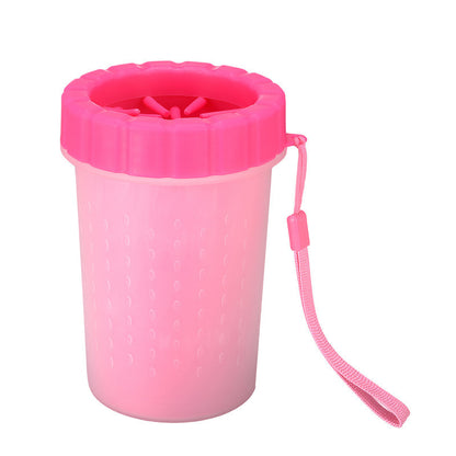 Pink Large Size Quick & Easy-Clean Dog Paw Cleaner Cup - PP+TPR Material, Gentle Pet Grooming Tool
