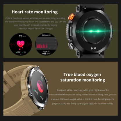 HT17 Green Outdoor Rugged Sports Smartwatch with Bluetooth Calling - 7-Day Battery, IP68 Waterproof, Multi-Health Monitor & Fitness Tracking