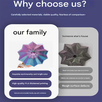 2-Pcs Laser Purple Smart 3D Printed Fidget Toy - Hexagonal Illusion Folding Desk Toy for Stress Relief & Focus