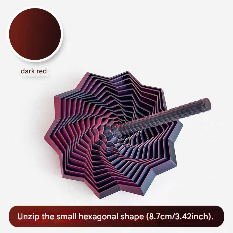 2-Pcs Dark red Smart 3D Printed Fidget Toy - Hexagonal Illusion Folding Desk Toy for Stress Relief & Focus