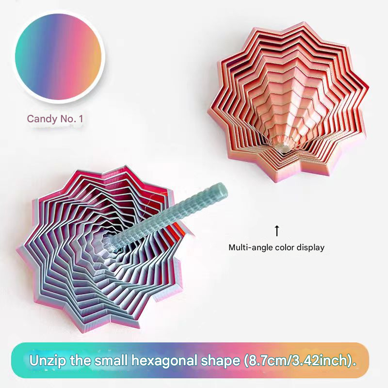 2-Pcs Candy color Smart 3D Printed Fidget Toy - Hexagonal Illusion Folding Desk Toy for Stress Relief & Focus