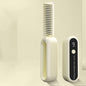 Beige Portable Foldable Cordless Hair Straightener Comb - 2-in-1 Ionic Styling for Smooth, Frizz-Free Hair