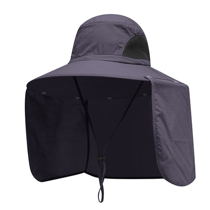 Dark grey UPF 50+ Sun Protection Fishing Hat Wide Brim Neck Flap Quick Dry Bucket Hat for Outdoor Hiking and Gardening
