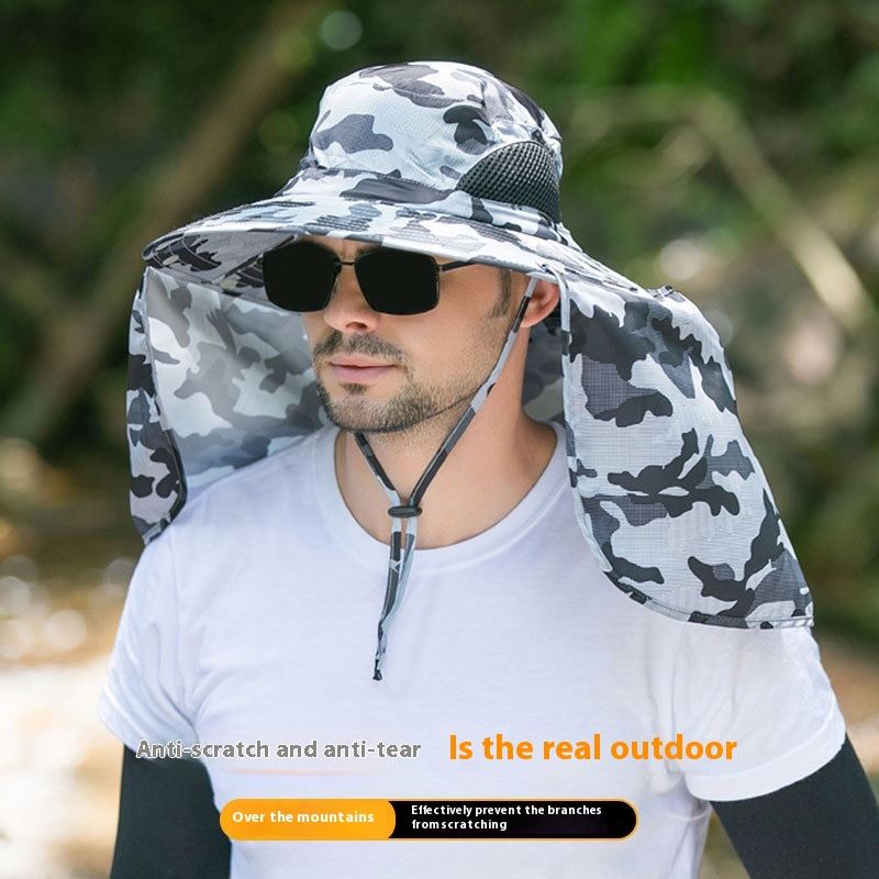 Dark grey UPF 50+ Sun Protection Fishing Hat Wide Brim Neck Flap Quick Dry Bucket Hat for Outdoor Hiking and Gardening