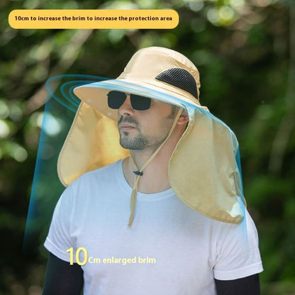Navy blue UPF 50+ Sun Protection Fishing Hat Wide Brim Neck Flap Quick Dry Bucket Hat for Outdoor Hiking and Gardening