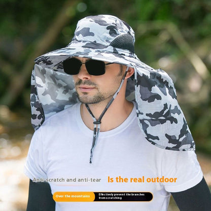 Navy blue UPF 50+ Sun Protection Fishing Hat Wide Brim Neck Flap Quick Dry Bucket Hat for Outdoor Hiking and Gardening