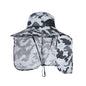 Camouflage light grey UPF 50+ Sun Protection Fishing Hat Wide Brim Neck Flap Quick Dry Bucket Hat for Outdoor Hiking and Gardening