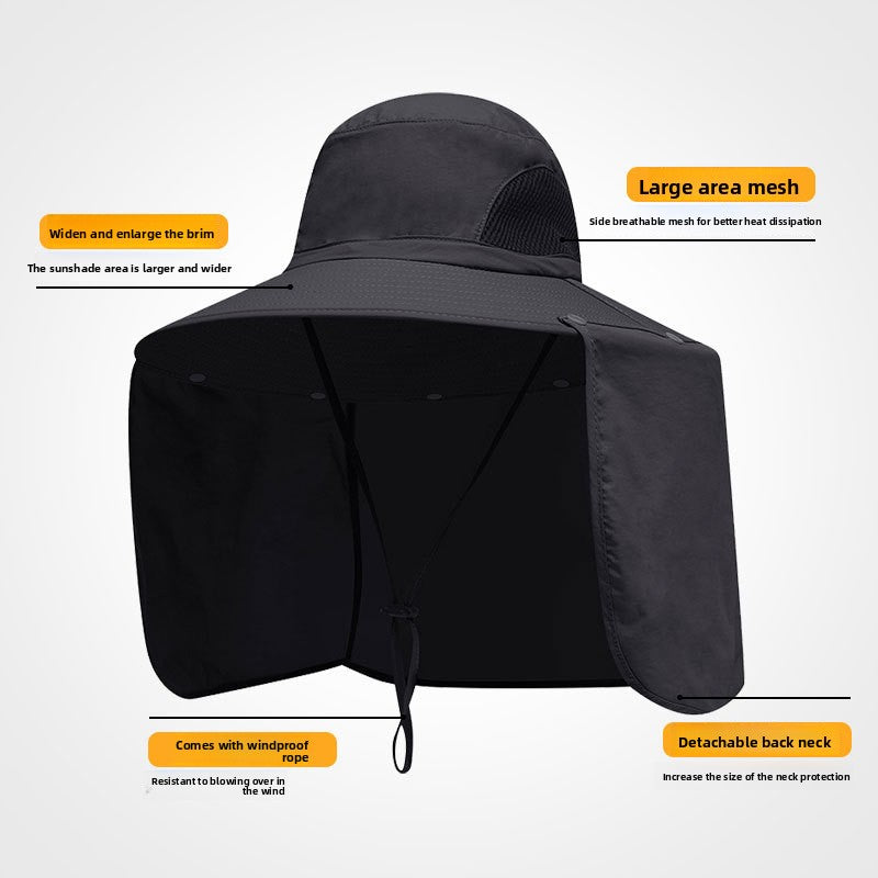 Camouflage army green UPF 50+ Sun Protection Fishing Hat Wide Brim Neck Flap Quick Dry Bucket Hat for Outdoor Hiking and Gardening