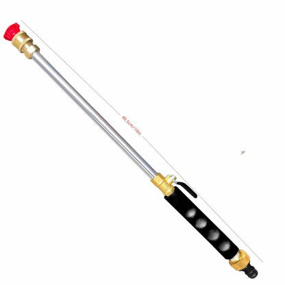 Black High Pressure Washer Gun with 2 Spray Nozzles 19inch Long Wand Metal Garden Hose Sprayer for Car Wash Window Cleaning and Watering