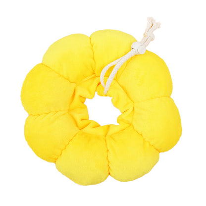 3-Pcs Soft Yellow Sunflower Elizabethan Collar Adjustable Pet Cone for Cats and Small Dogs Anti-Bite Recovery Neck Pillow(XS)