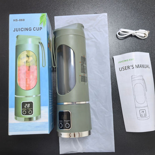 Portable Blender USB Rechargeable Juicer Cup Personal Smoothie Maker with Digital Display and Stainless Steel Blades Green Ideal for Travel Gym and Office