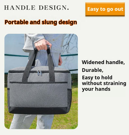 Large 35L Insulated Cooler Bag Soft Sided Leakproof Thermal Tote for Camping Beach Picnic BBQ Heavy Duty Grocery Carrier Navy Blue