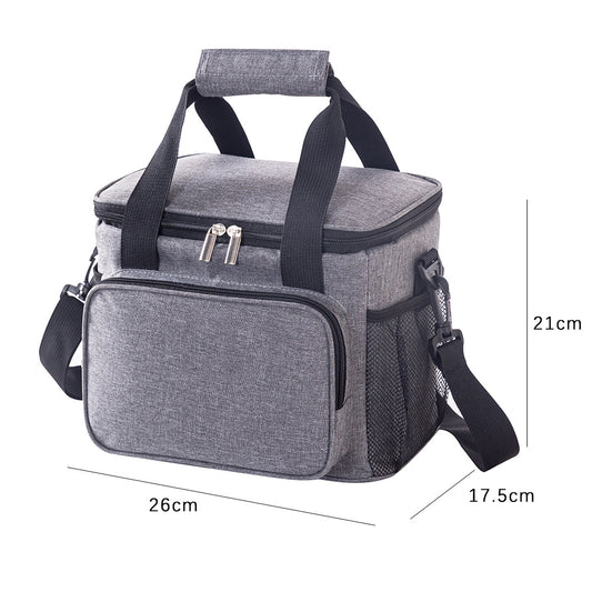 Small Insulated Lunch Bag 10L Cooler Tote Box with Shoulder Strap Leakproof Thermal Meal Prep Carrier for Work School Picnic Grey