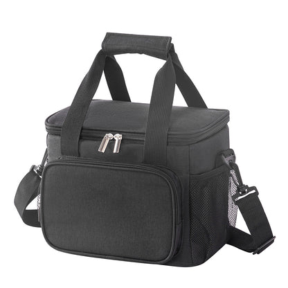 Small Insulated Lunch Bag 10L Cooler Tote Box with Shoulder Strap Leakproof Thermal Meal Prep Carrier for Work School Picnic Black