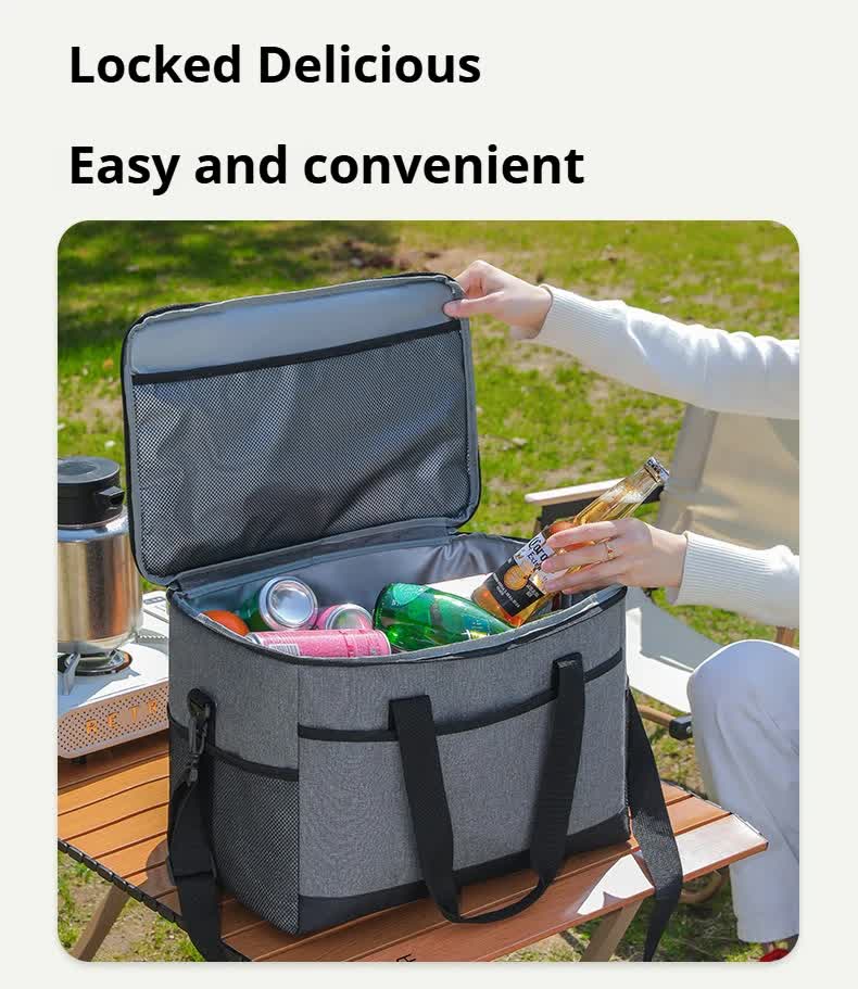 Small Insulated Lunch Bag 10L Cooler Tote Box with Shoulder Strap Leakproof Thermal Meal Prep Carrier for Work School Picnic Black