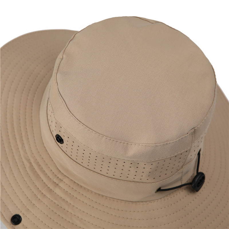 Wide Brim Sun Hat Waterproof UV Protection Boonie Bucket Cap Mesh Breathable for Fishing Hiking Camping Outdoor French Grey