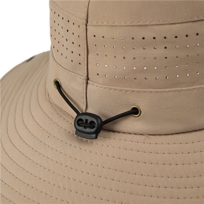 Wide Brim Sun Hat Waterproof UV Protection Boonie Bucket Cap Mesh Breathable for Fishing Hiking Camping Outdoor French Grey