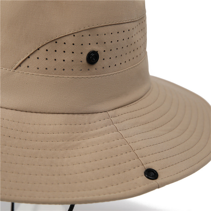 Wide Brim Sun Hat Waterproof UV Protection Boonie Bucket Cap Mesh Breathable for Fishing Hiking Camping Outdoor Coffee