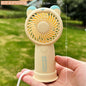 Mini Handheld Fan Rechargeable Portable Personal Cooling Device Cute Bear Design 3 Speed Adjustable with Stand Lanyard for Travel Kids Office Yellow