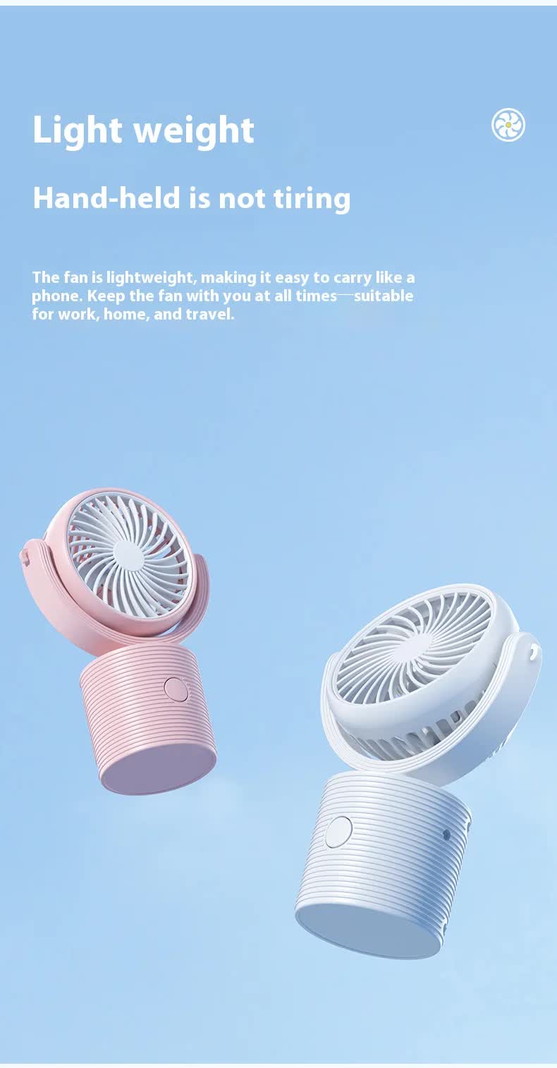 Portable Turbo Fan 3-in-1 Mini Handheld Desk Fan Rechargeable Personal Cooling Device with Neck Lanyard 180 Degree Adjustable Head Quiet Wind Pink