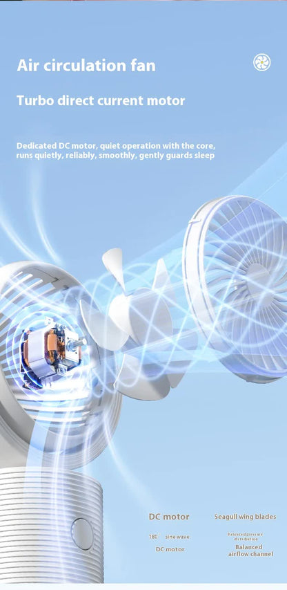 Portable Turbo Fan 3-in-1 Mini Handheld Desk Fan Rechargeable Personal Cooling Device with Neck Lanyard 180 Degree Adjustable Head Quiet Wind White