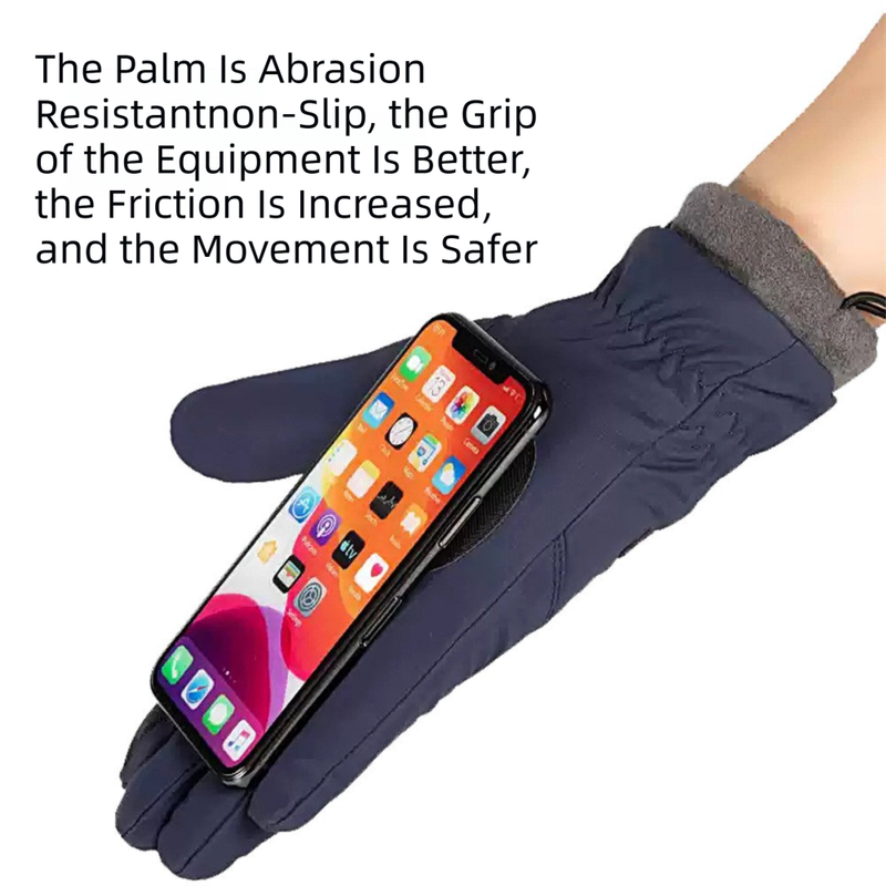 2-Pair Grey Thermal Winter Gloves for Men and Women - Waterproof Windproof & Touchscreen Compatible Gloves for Skiing, Cycling & Winter Travel(M Size)