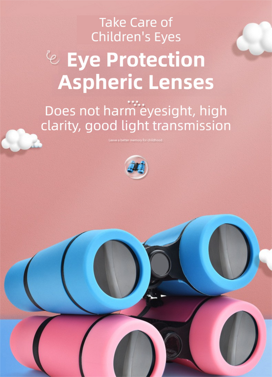 Green 6X30 Lightweight Kids Binoculars with Non-Slip Colorful Rubber Grips - Educational Outdoor Exploration Toy with Shoulder Strap