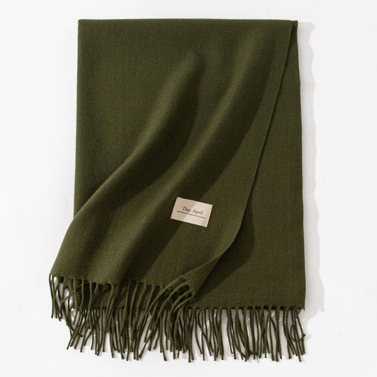 Dark Green Autumn & Winter Korean-Style Women's Cashmere-Like Scarf – Solid Color, Warm, Versatile Wrap