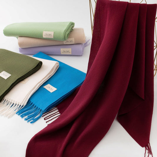 Dark Green Autumn & Winter Korean-Style Women's Cashmere-Like Scarf – Solid Color, Warm, Versatile Wrap