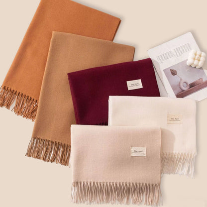 Dark Green Autumn & Winter Korean-Style Women's Cashmere-Like Scarf – Solid Color, Warm, Versatile Wrap