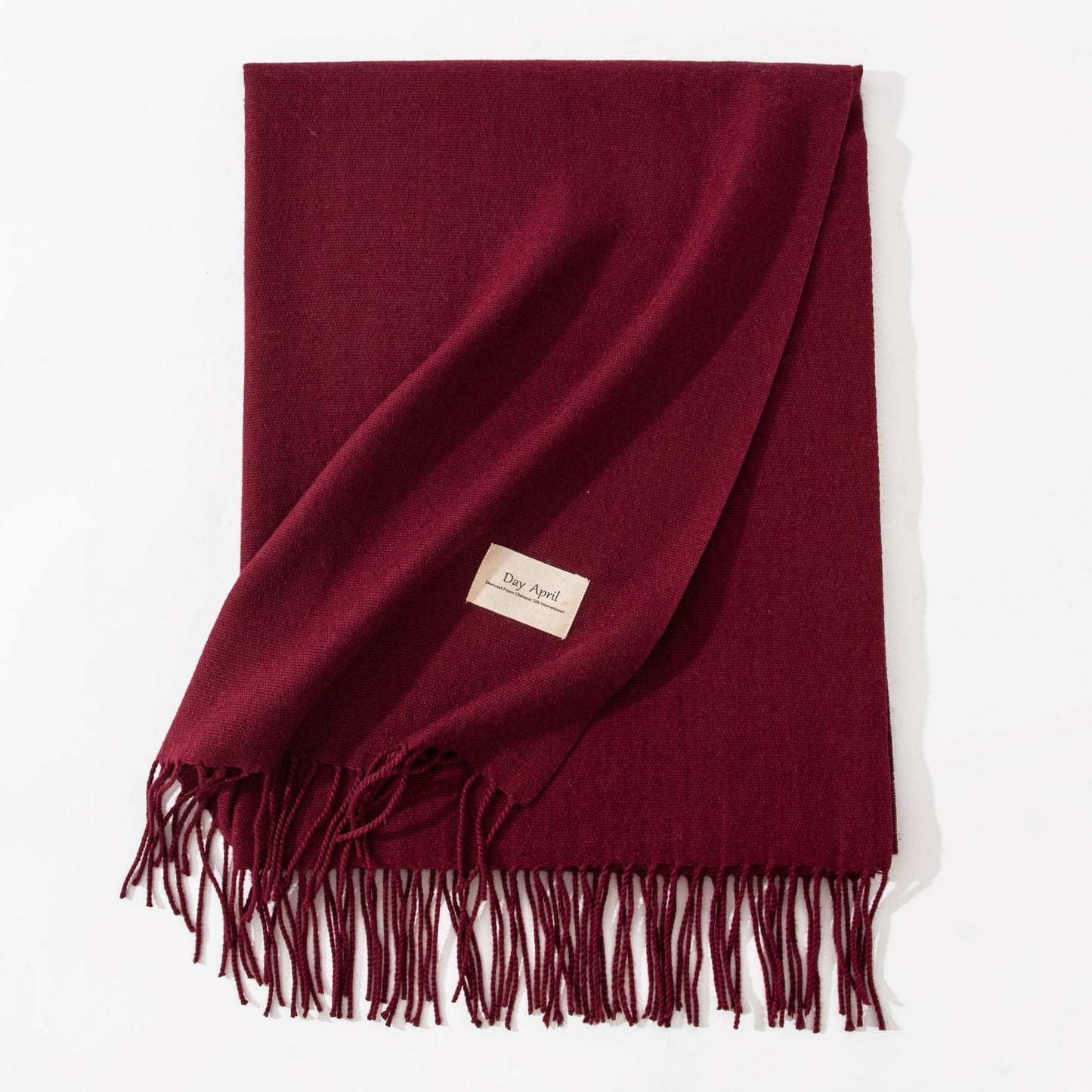 Dark Red Autumn & Winter Korean-Style Women's Cashmere-Like Scarf – Solid Color, Warm, Versatile Wrap