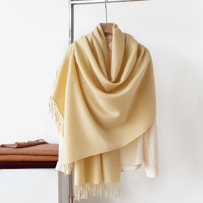 Dark Red Autumn & Winter Korean-Style Women's Cashmere-Like Scarf – Solid Color, Warm, Versatile Wrap