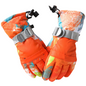 1-Pair Winter Waterproof Touchscreen Ski Gloves - Anti-Slip Thermal Mitts for Men & Women (Orange Graffiti Print)
