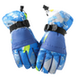 1-Pair Winter Waterproof Touchscreen Ski Gloves - Anti-Slip Thermal Mitts for Men & Women (Blue Graffiti Print)