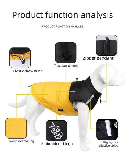 2-Pack (Pink + Yellow) —M Size  — Warm, Thickened Winter Dog Coat / Pet Clothing — Waterproof Winter Dog Vest — Reflective Safety Design (Leash Compatible)
