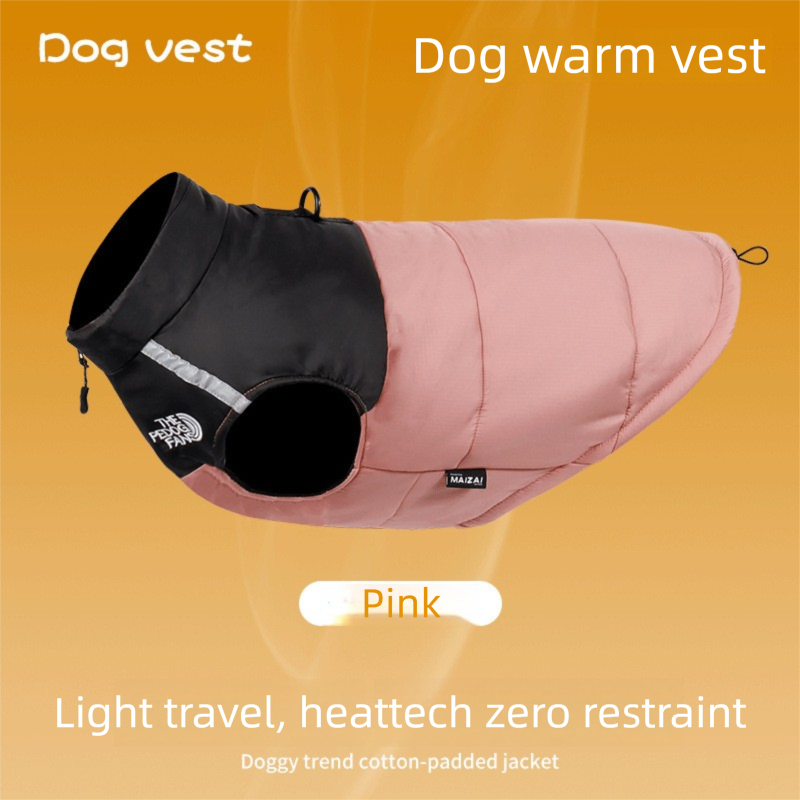 2-Pack (Pink + Yellow) —L Size  — Warm, Thickened Winter Dog Coat / Pet Clothing — Waterproof Winter Dog Vest — Reflective Safety Design (Leash Compatible)