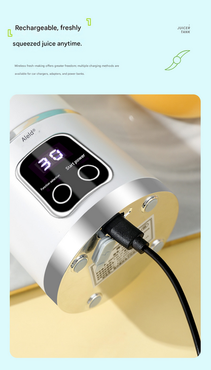 Green 7.4V Portable Blender Smoothie Maker 450ml Wireless Rechargeable Juicer Cup with 12-Blade Stainless Steel Cutter, LED Digital Display, USB Charging Personal Blender for Travel Gym Office Home