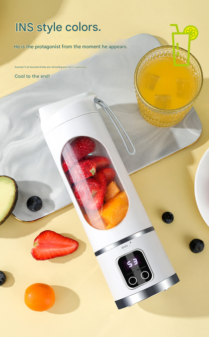 2-piece White and Purple 7.4V Portable Blender Smoothie Maker 450ml Wireless Rechargeable Juicer Cup with 12-Blade Stainless Steel Cutter, LED Digital Display, USB Charging Personal Blender for Travel Gym Office Home
