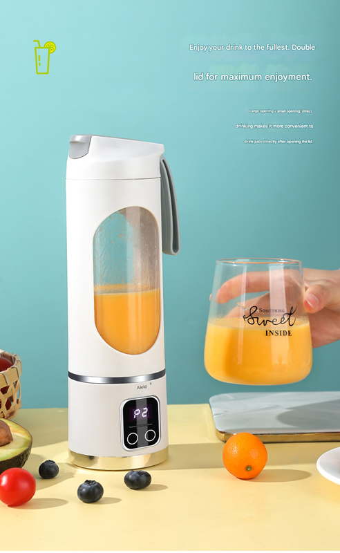 2-piece Purple and Green 7.4V Portable Blender Smoothie Maker 450ml Wireless Rechargeable Juicer Cup with 12-Blade Stainless Steel Cutter, LED Digital Display, USB Charging Personal Blender for Travel Gym Office Home