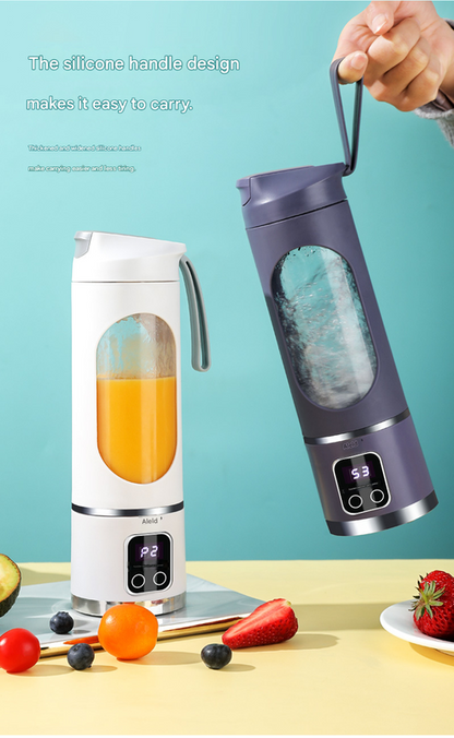 2-piece Purple and Green 7.4V Portable Blender Smoothie Maker 450ml Wireless Rechargeable Juicer Cup with 12-Blade Stainless Steel Cutter, LED Digital Display, USB Charging Personal Blender for Travel Gym Office Home
