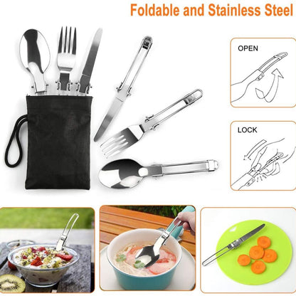 11PCS Green Camping Cookware Set – Lightweight Aluminium Camping Pots, Frying Pan, Kettle & Stainless Steel Cutlery, Portable Non-Stick Outdoor Cooking Set for 2-3 Person Camping, Hiking, Backpacking & Picnic